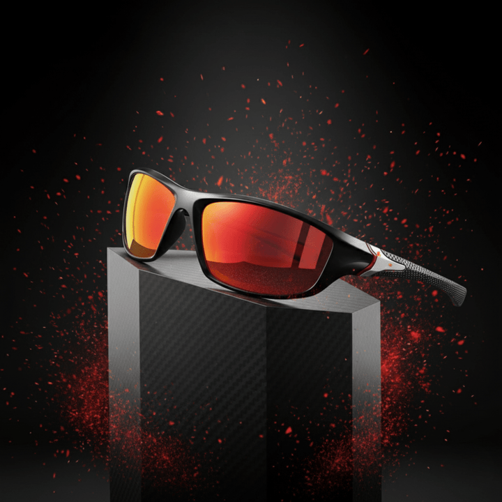 Protective sports sunglasses for unisex wear, UV400 polarized lenses for outdoor glare reduction.