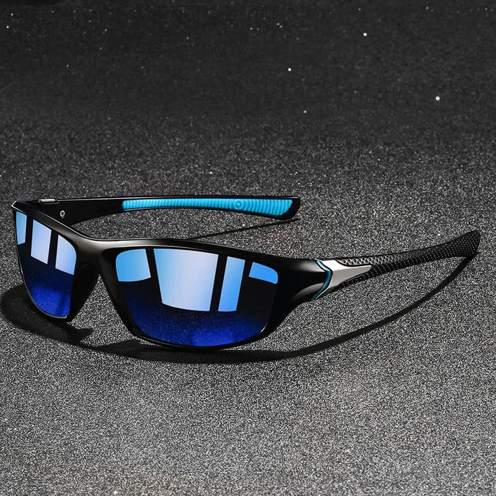 Stylish blue unisex sports sunglasses, UV400 polarized eyewear ideal for glare-free outdoor adventures.