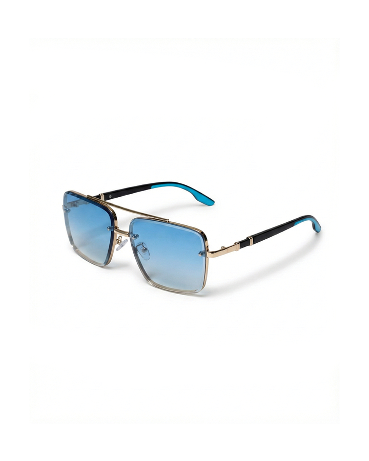 Unisex square aviator sunglasses with gradient lenses, stylish metal frame, UV protection eyewear
