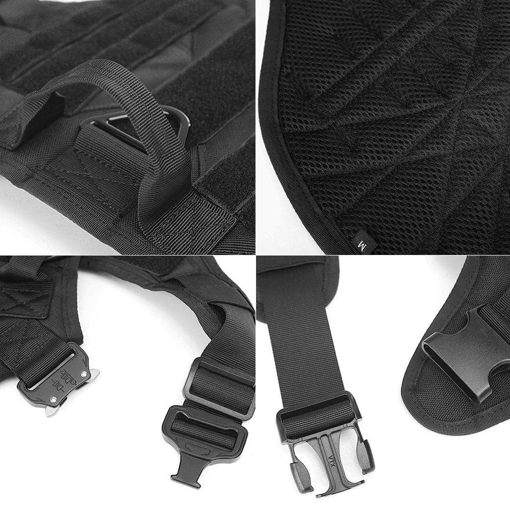 Heavy-duty tactical dog harness in coyote brown, an essential for pet training and outdoor gear.