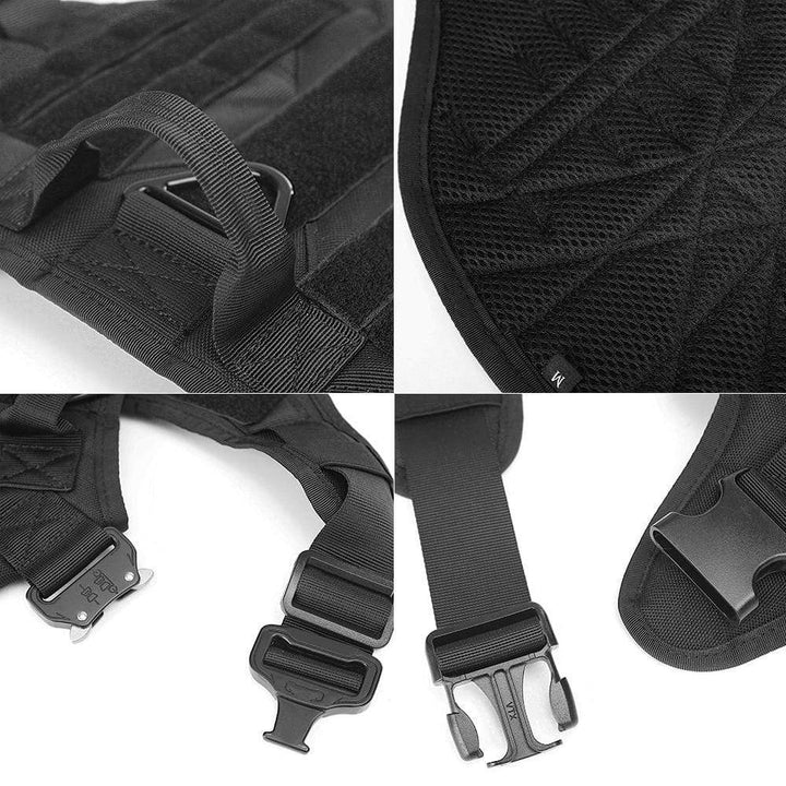 Heavy-duty tactical dog harness in coyote brown, an essential for pet training and outdoor gear.
