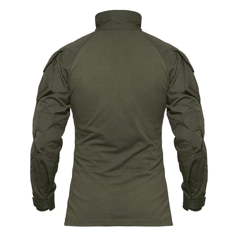 Detail of the reinforced elbow pads on a Tactical Outdoor Combat Shirt, durable military-grade gear