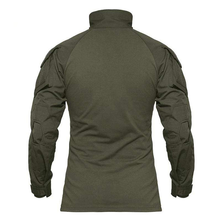 Detail of the reinforced elbow pads on a Tactical Outdoor Combat Shirt, durable military-grade gear