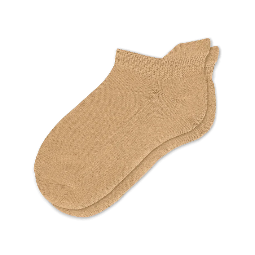 Tan compression socks for men and women, featuring a comfortable stretch fit.