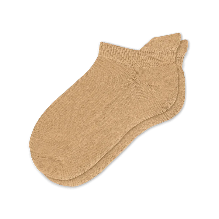 Comfortable tan unisex compression socks, essential for all-day leg support.