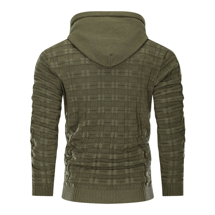Unisex textured pullover hoodie in a studio setting, showcasing its quality and design.