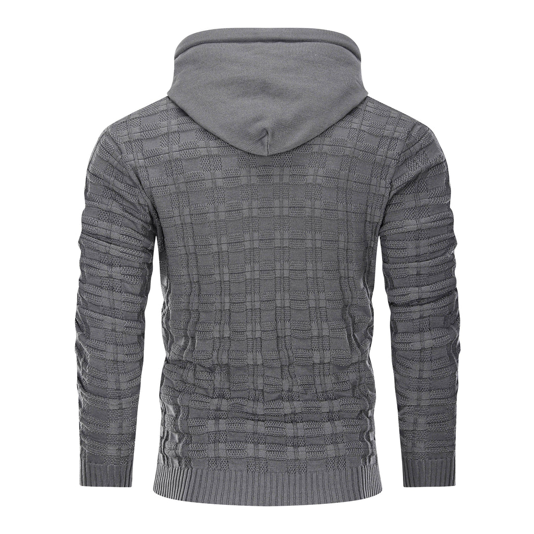 Pair of unisex textured pullover hoodies in different colors, demonstrating variety and style.