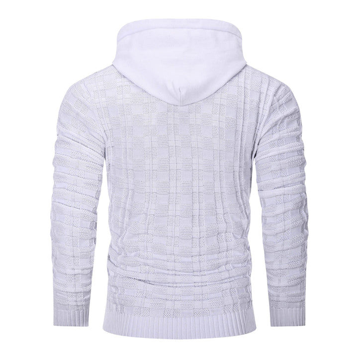 Flat lay of a unisex textured pullover hoodie, highlighting its casual comfort and textured fabric.