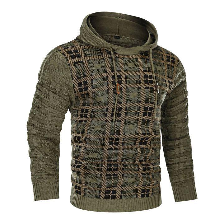 Back view of a unisex textured pullover hoodie, versatile outerwear for all seasons.