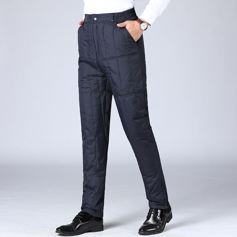 Unisex insulated winter bottoms, high waist, perfect for outdoor activities in extreme cold.