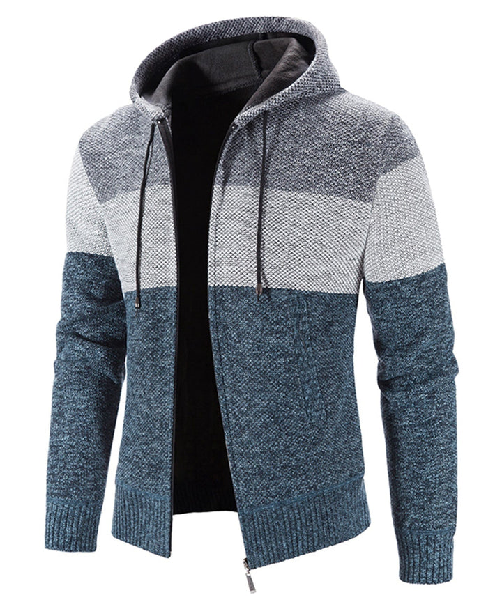 Unisex tri-tone knit sweatshirt hoodie, perfect for everyday comfort and versatile styling.