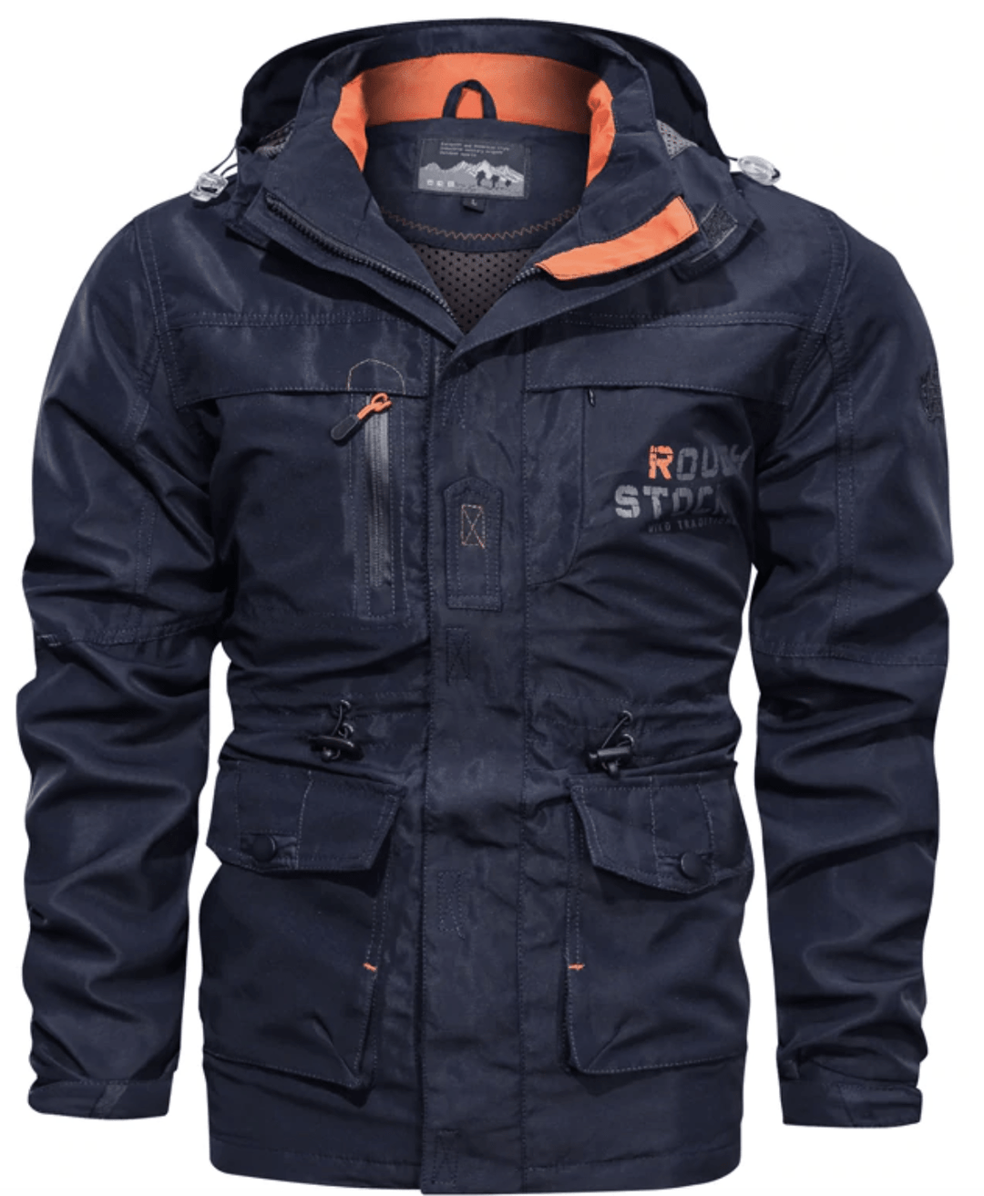 Model wearing a blue Unisex Ultralight Outdoor Parka, ideal for outdoor activities & lightweight travel