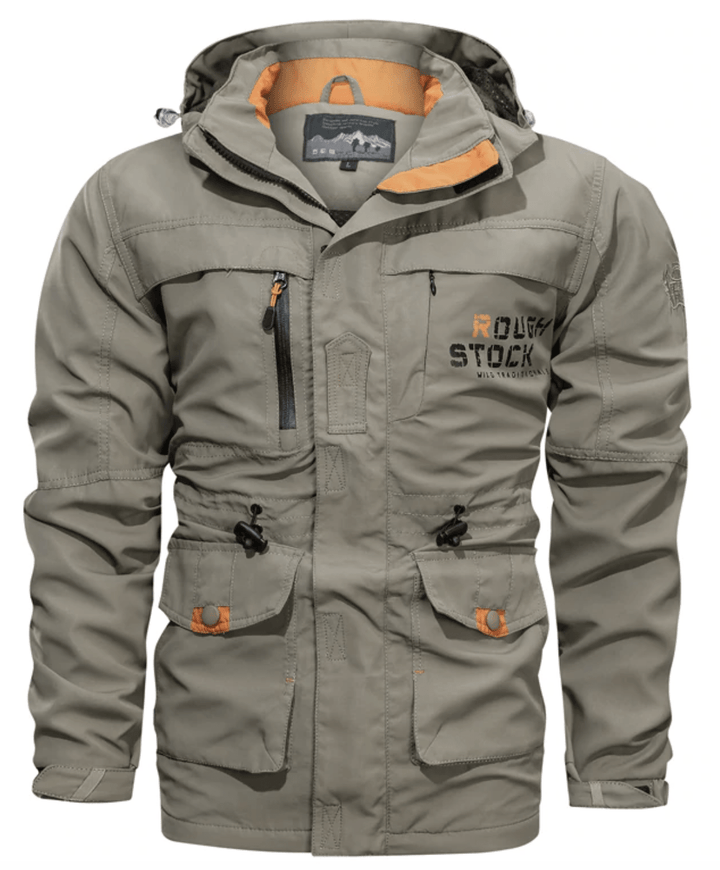 Close-up of the waterproof fabric of the Unisex Ultralight Outdoor Parka, a durable polyester jacket