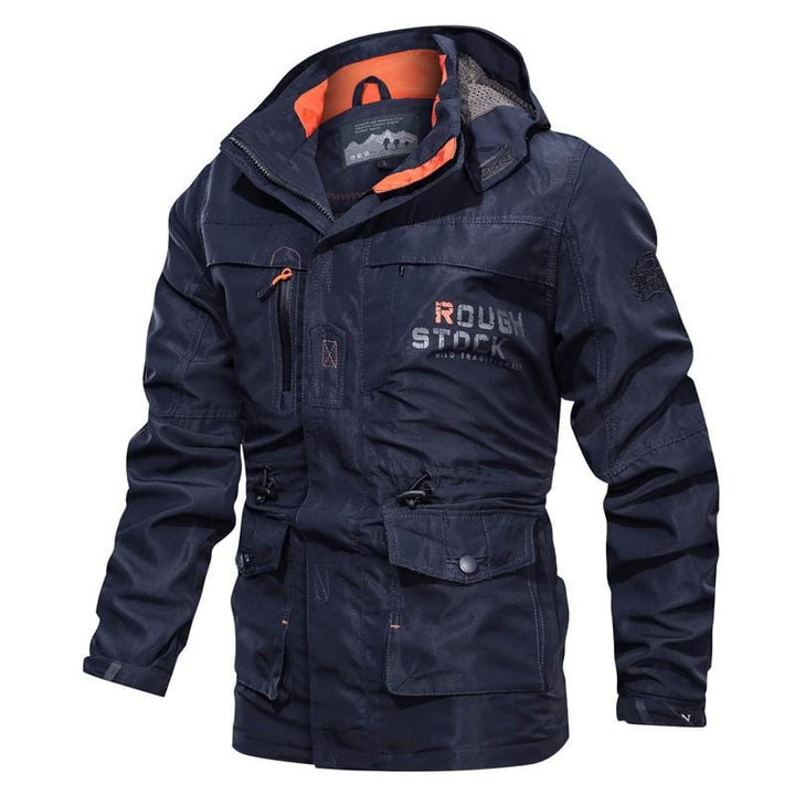 Back view of a grey Unisex Ultralight Outdoor Parka, featuring a hood & unisex fit for adventuring