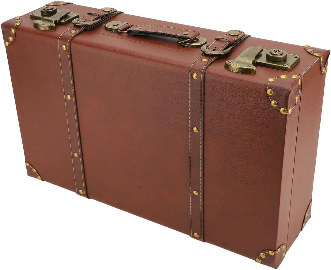 Elegant vintage leather trunk, a heritage brown carry-on bag with secure lock, doubles as decorative storage.
