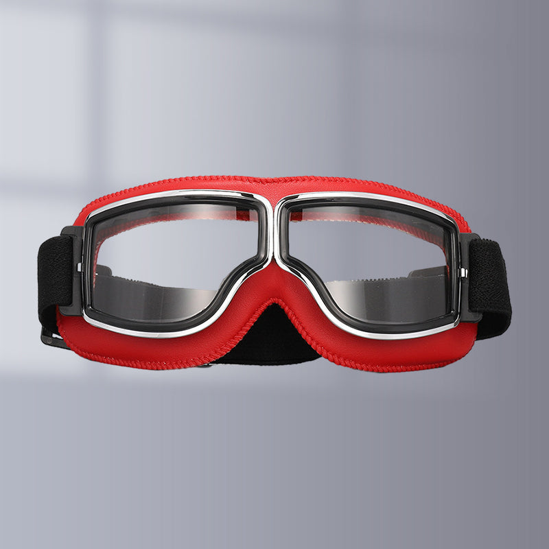 Stylish vintage motorcycle goggles, anti-fog & anti-UV lenses. Unisex fit for superior eye protection.