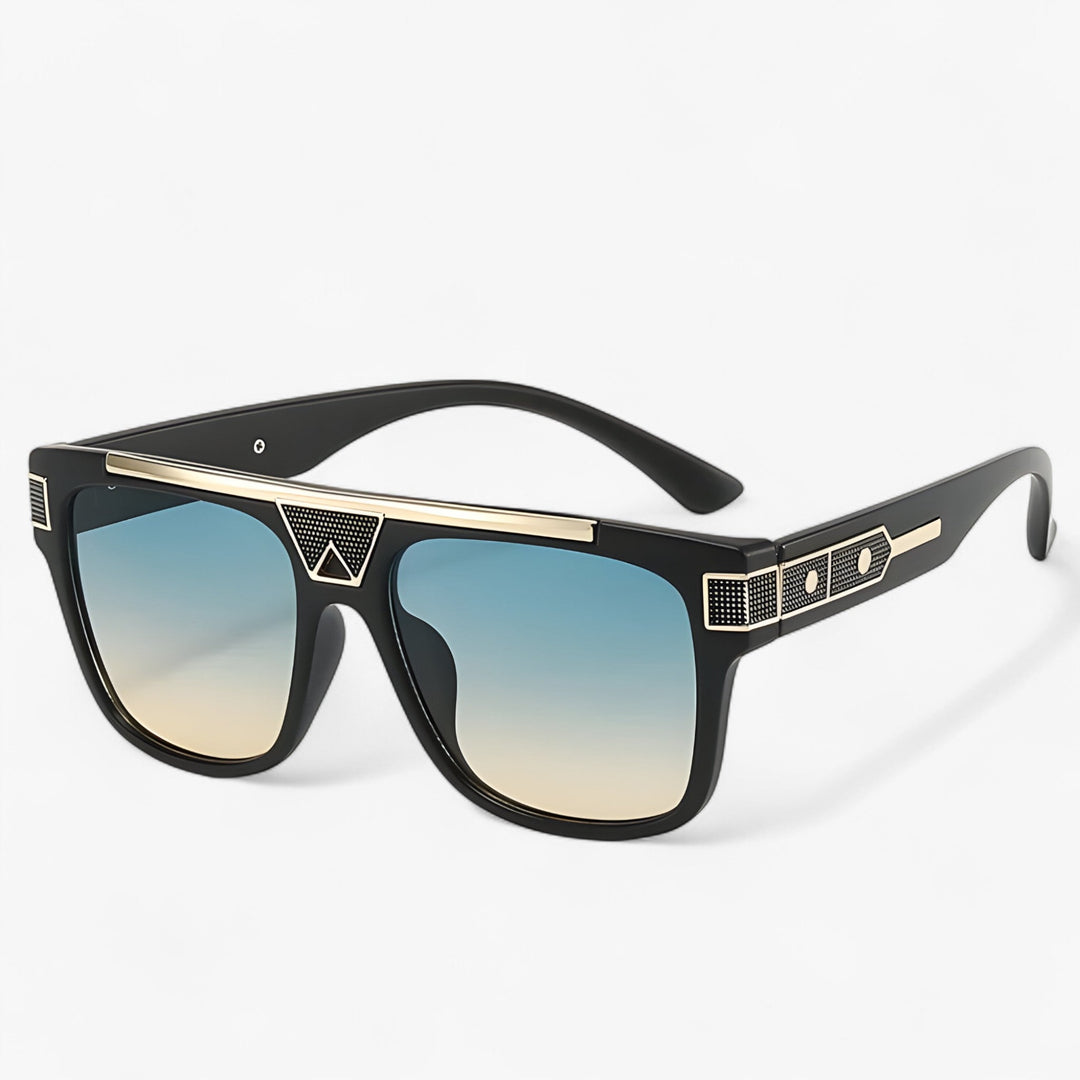 Classic retro pilot sunglasses featuring blue mirrored lenses, unisex design, & UV400 protection.