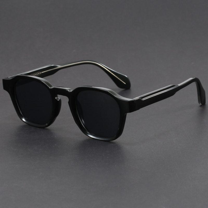 Unisex vintage retro square sunglasses with thick acetate frames, offering UV protection