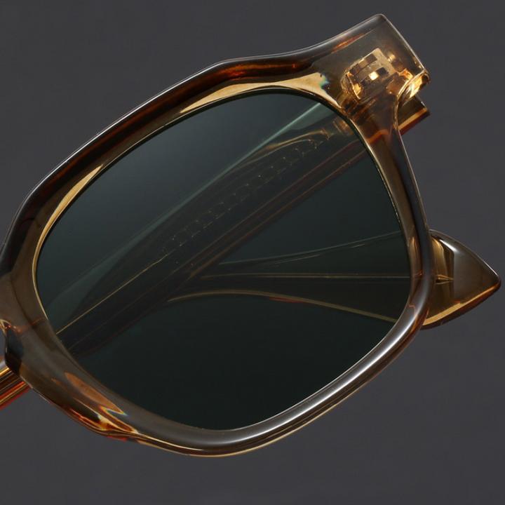 Fashionable vintage square sunglasses with black acetate frames, 100% UV protection