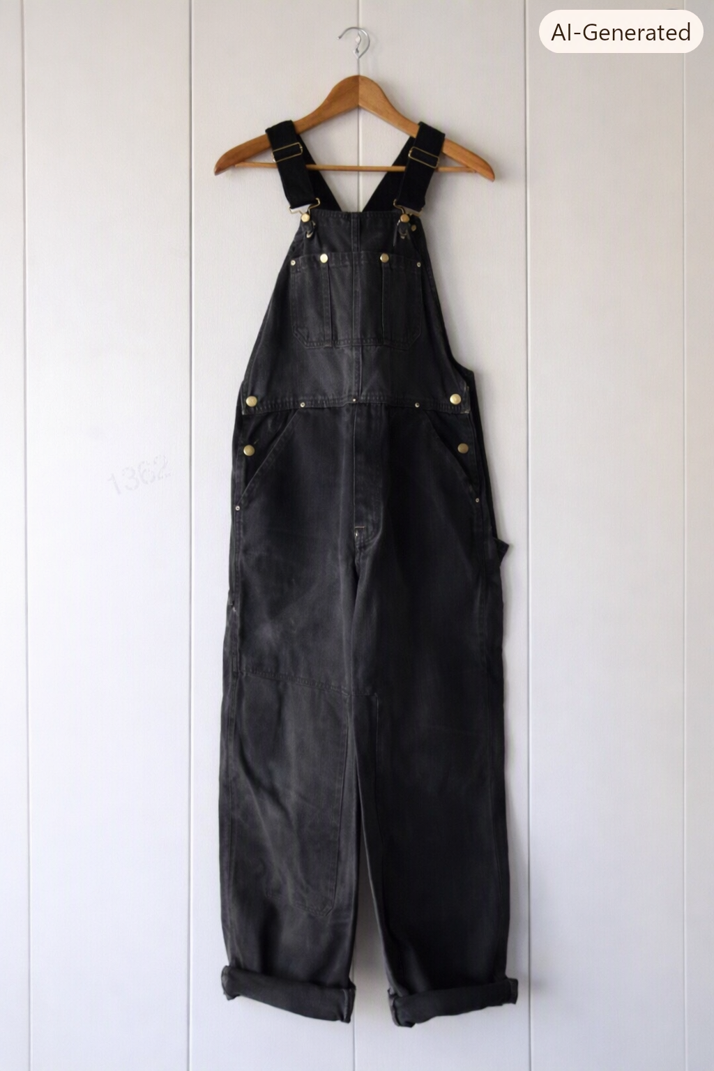 Black unisex vintage bib overalls for a comfortable, adjustable fit; ideal for casual wear with functional pockets.