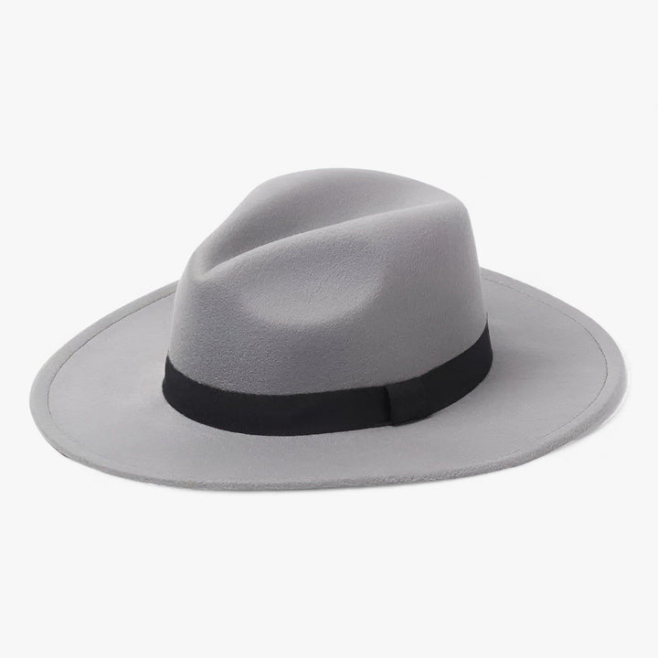 Stylish beige wool felt fedora hat. Unisex vintage design, a classic fashion accessory for cool weather.