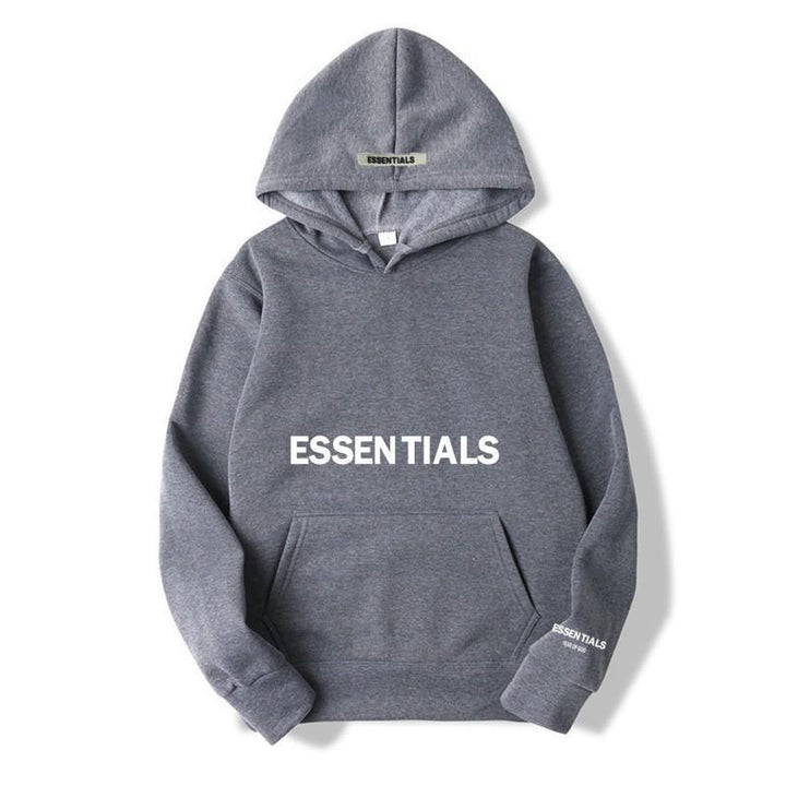 Trendy unisex pullover hoodie with a bold letter print, long sleeves & adjustable hood for urban style.