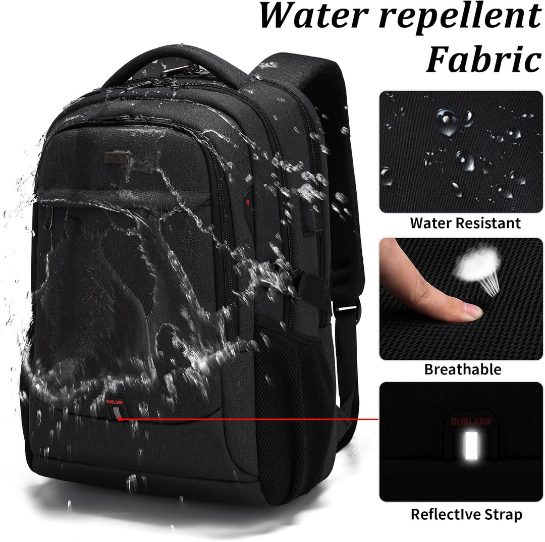 Laptop sleeve inside an anti-theft tech backpack, ensuring secure device transport.