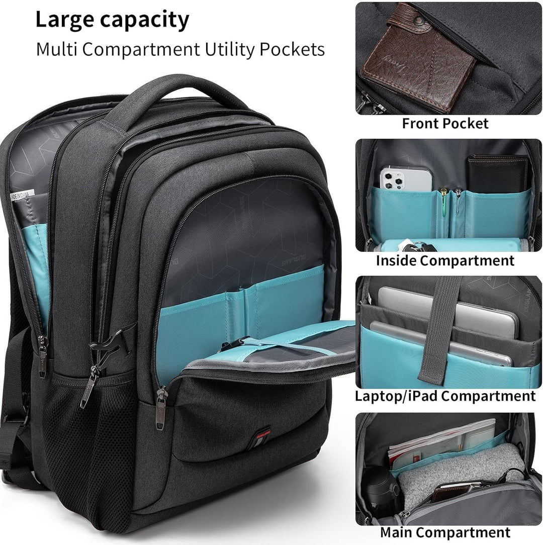 Water-resistant laptop backpack in a modern design, suitable for all.