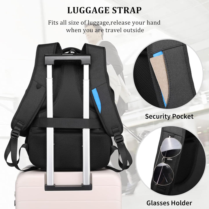 Top handle of a durable travel backpack, comfortable to carry.