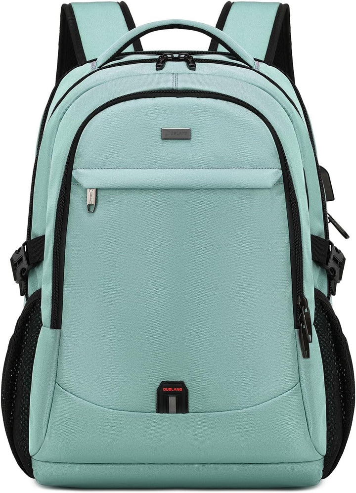 Side view of organized travel backpack, showing water bottle pocket & sleek design.
