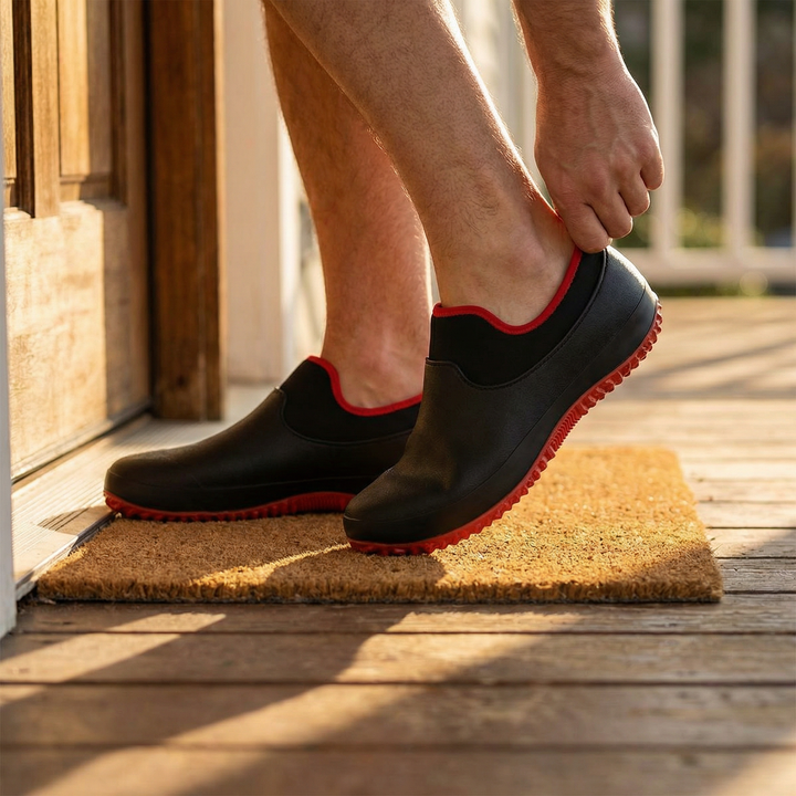 Durable unisex waterproof safety work shoes with non-slip soles for industrial and professional comfort.