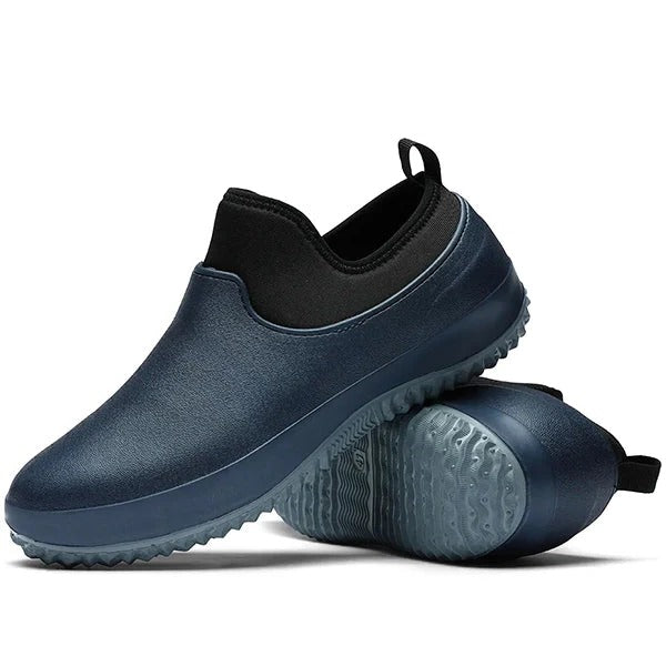 Unisex waterproof slip-on work shoes, perfect for industrial use, offering non-slip safety & comfort.