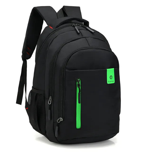 Person commuting with a waterproof backpack, highlighting its practicality for daily use and laptop protection.