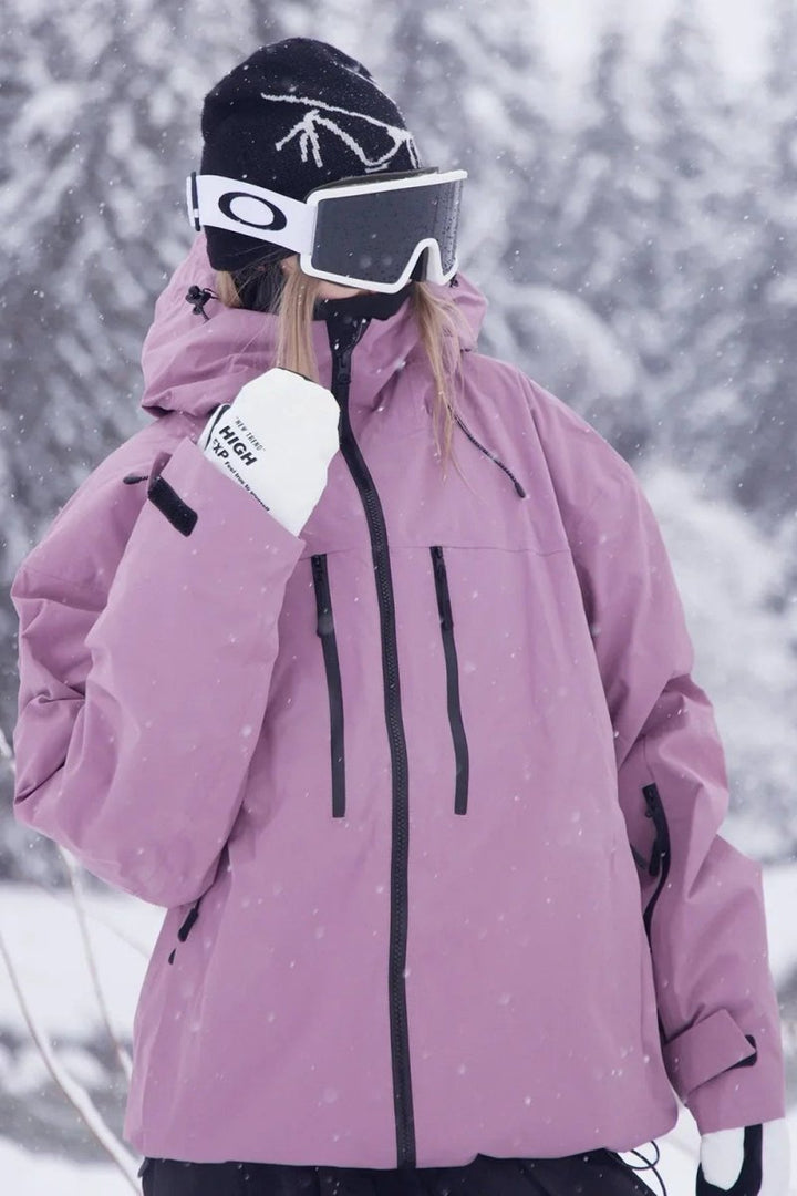 Front view of a sleek unisex winter sports jacket, a waterproof and windproof ski & snowboard shell for all cold activities.