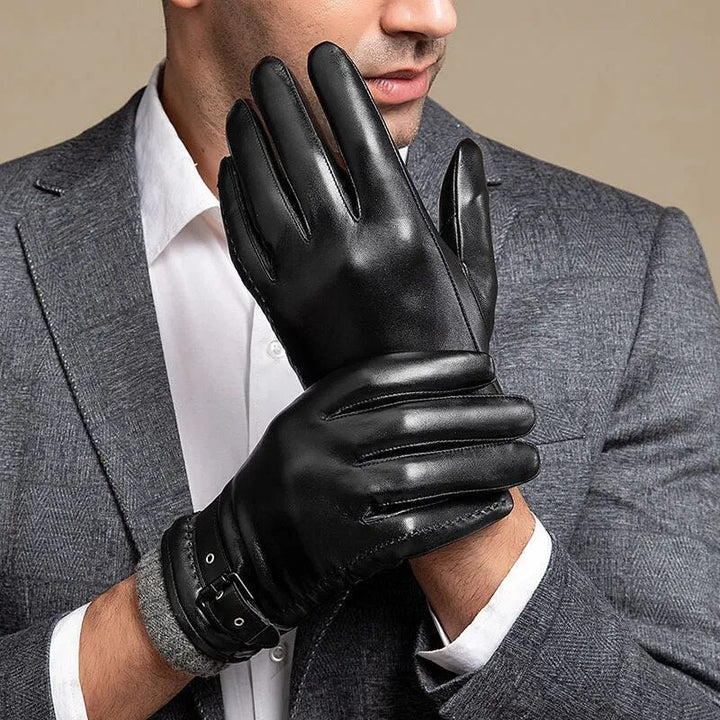 Stylish cashmere-lined leather gloves, ideal unisex accessories for winter warmth