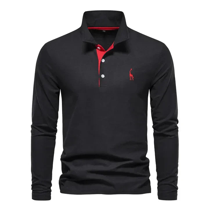 Men's versatile long-sleeved polo shirt, a classic top with button placket for smart casual and everyday style.