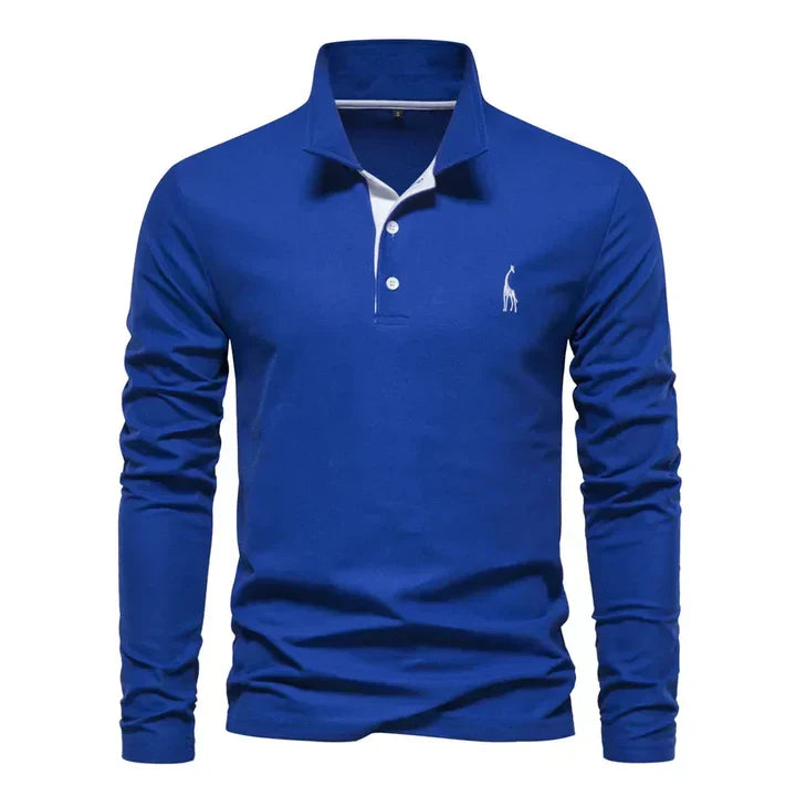 Stylish men's long sleeve polo, perfect for casual or formal wear, featuring a comfortable regular fit design.