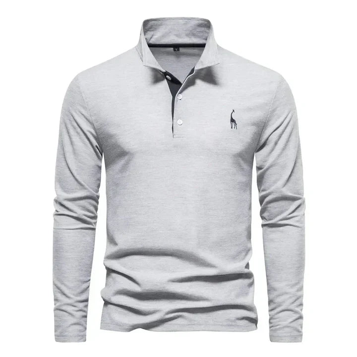 New men's long-sleeved polo in a regular fit, an essential men's fashion piece for effortless everyday style.
