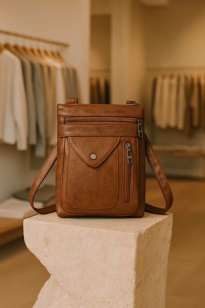 Vintage brown women's crossbody bag, perfect for daily elegance and classic style.