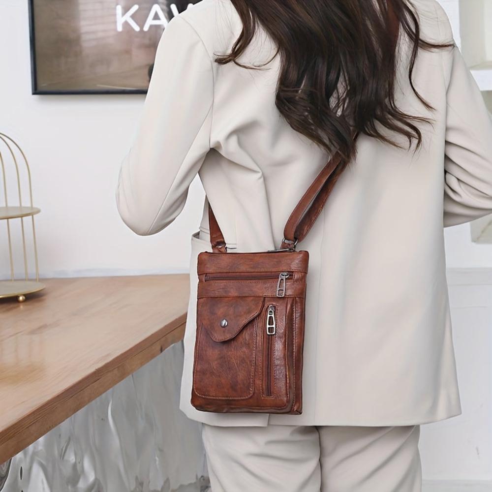 Stylish brown vintage crossbody handbag for women, perfect for daily sophistication.