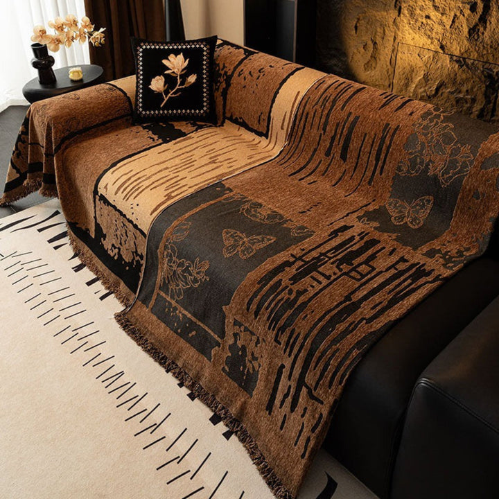Cozy anti-scratch chenille throw, vintage decor large sofa protector, pet-friendly & durable.