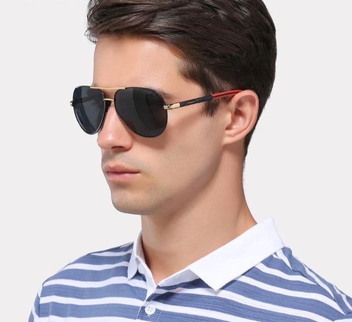 Fashion-forward men's vintage eyewear, polarized UV400 lenses, a chic fashion accessory for him.
