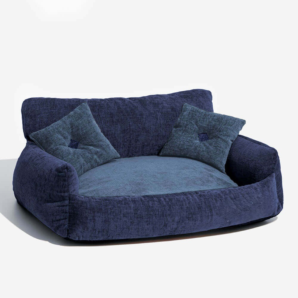 Durable vintage style chenille pet bed. A stylish sofa bed for dogs & cats, offering ultimate pet comfort.
