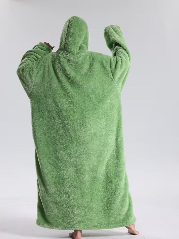 Snuggly fleece wearable hoodie blanket, providing luxurious softness and ultimate warmth.