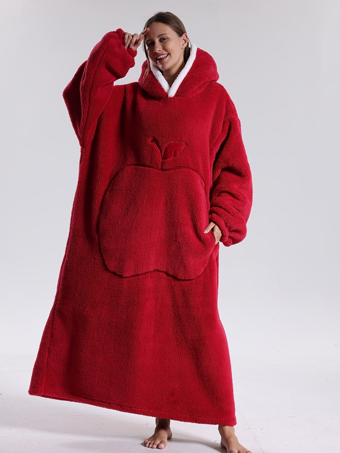 Ideal home comfort: an oversized, ultra-soft unisex wearable hoodie blanket for chilly days.