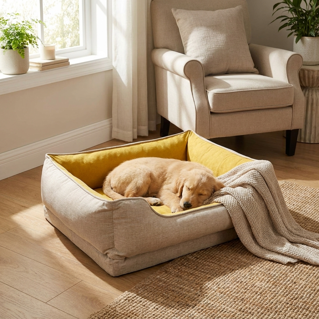 Washable non-slip bolster cat bed for ultimate comfort. Soft, cozy pet bed for feline lounging & sleep.