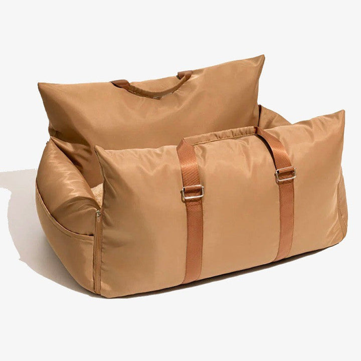 Soft, comfy dog travel bed provides a cozy spot for pets in the car. Reduces anxiety, ensures pleasant journeys.