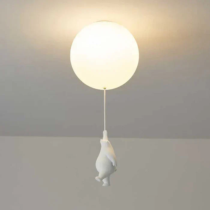 Adorable CloudBear bear & balloon LED ceiling lamp. Enhances any child's room with playful decor.