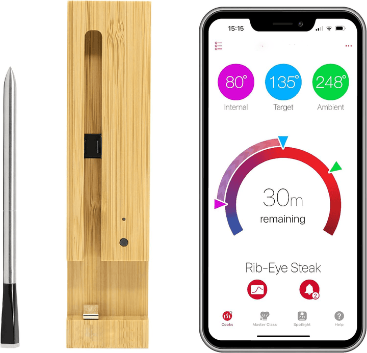 Wireless Smart Bluetooth Meat Thermometer - Gold - Lexians