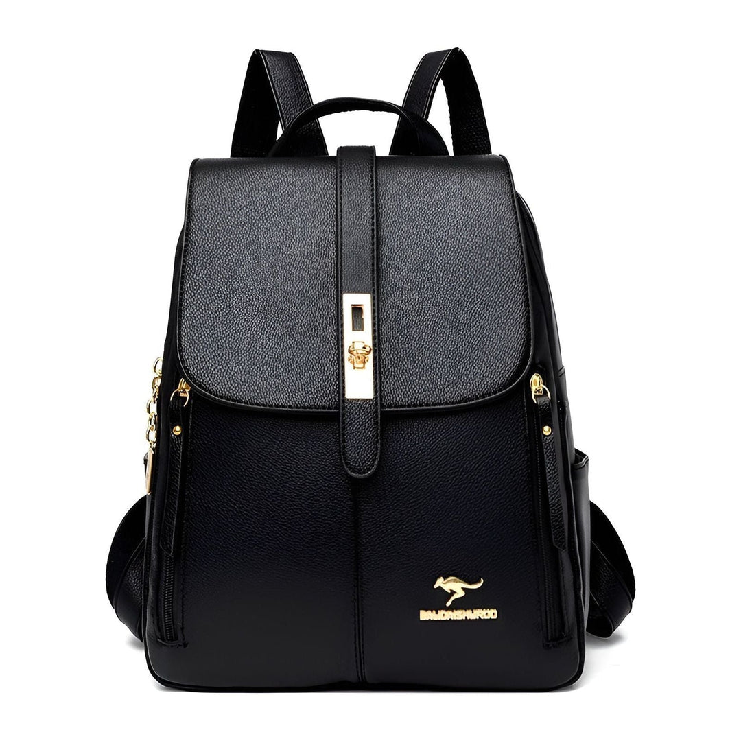 Stylish women's luxury PU leather backpack, perfect for everyday use & office, multi-compartment design.